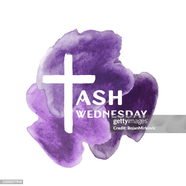 ilustraciones, imágenes clip art, dibujos animados e iconos de stock de póster de acuarela del miércoles de ceniza, tarjeta, fondo. vector - miércoles de ceniza