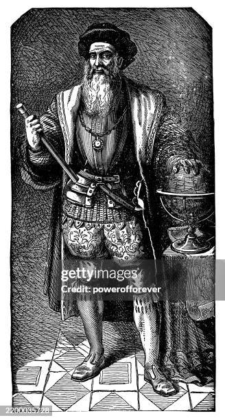 nicolò zeno - 14th century - cartographer stock illustrations