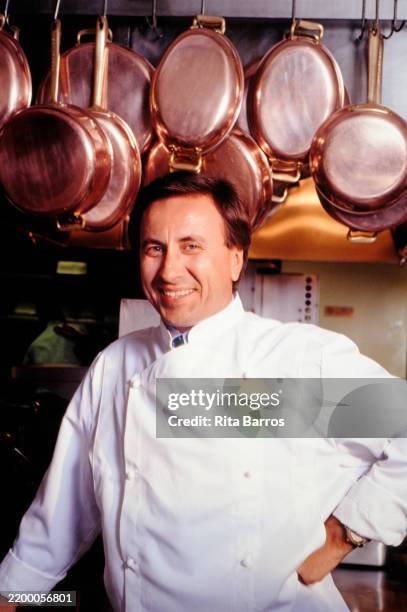 French chef and restaurateur, Daniel Boulud, photographed at his restaurant, Chez Daniel, on March 1995, in New York City, New York.