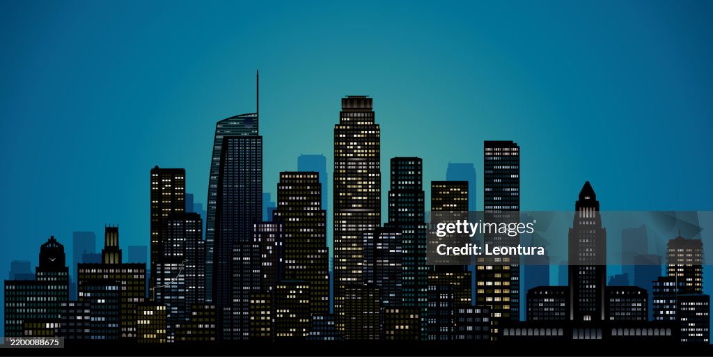 Los Angeles Skyline Silhouette (All Buildings Are Complete and Moveable)