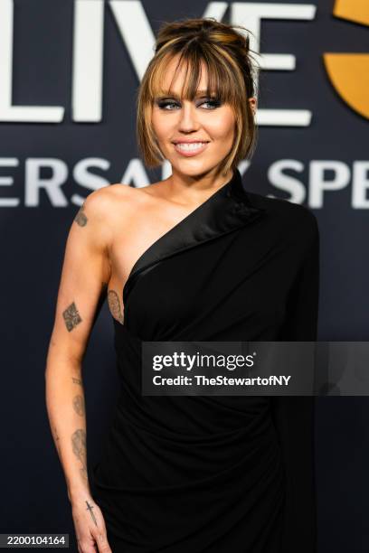 Miley Cyrus attends the SNL50: The Anniversary Special at 30 Rockefeller Center on February 16, 2025 in New York City.