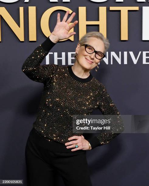 Meryl Streep attends SNL50: The Anniversary Special on February 16, 2025 at 30 Rockefeller Center in New York City.