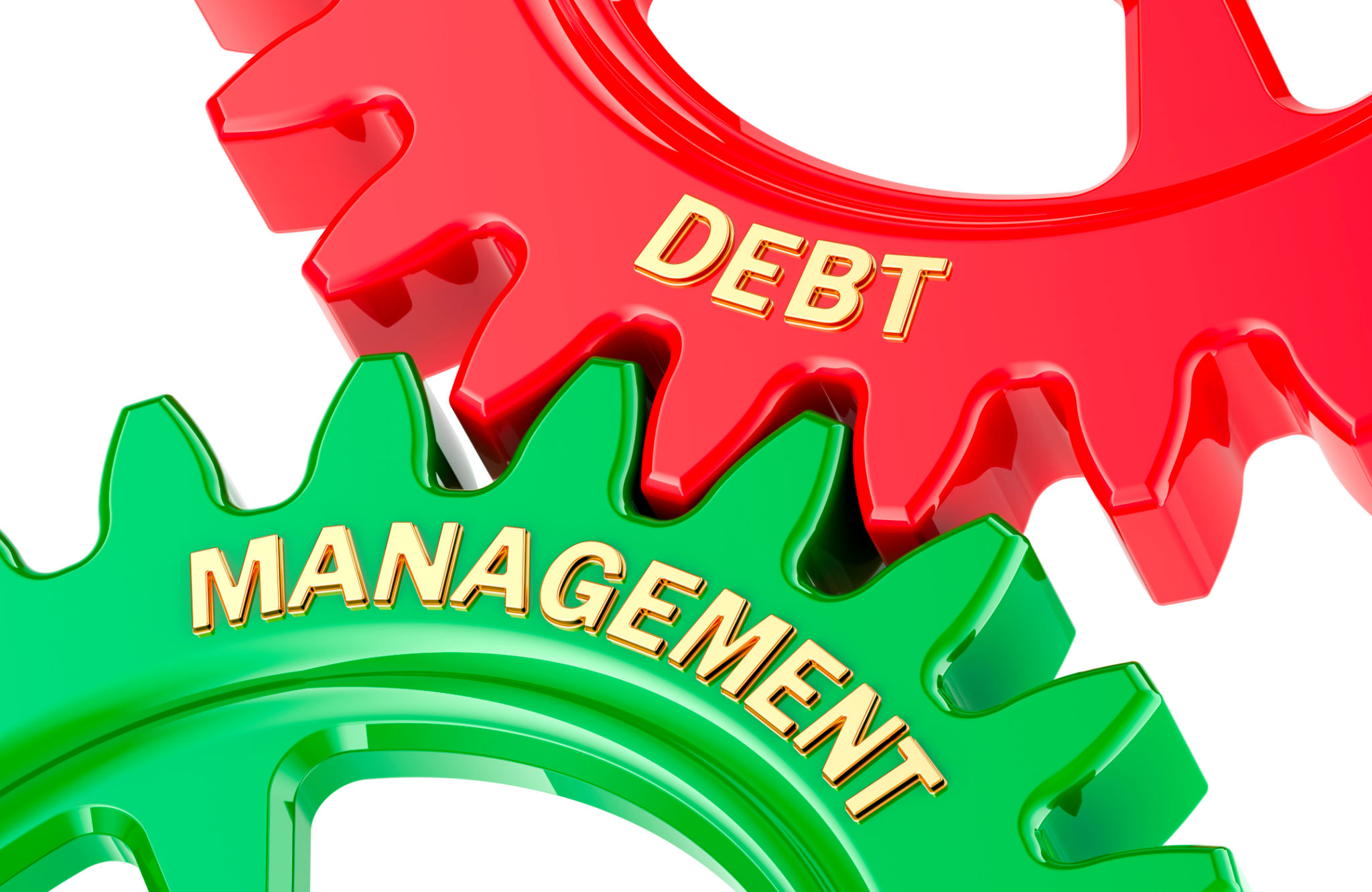 Debt Management concept with colored gearwheels. 3D rendering Debt Management concept with colored gearwheels. 3D rendering