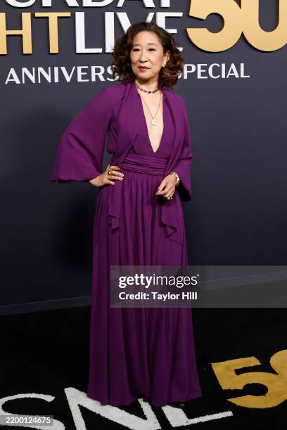 Sandra Oh attends SNL50: The Anniversary Special on February 16, 2025 at 30 Rockefeller Center in New York City.