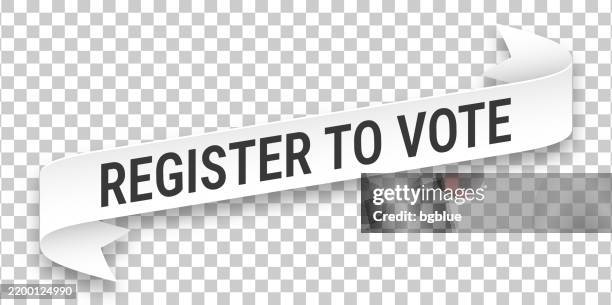 register to vote - 3d banner on transparent background - voting sticker stock illustrations