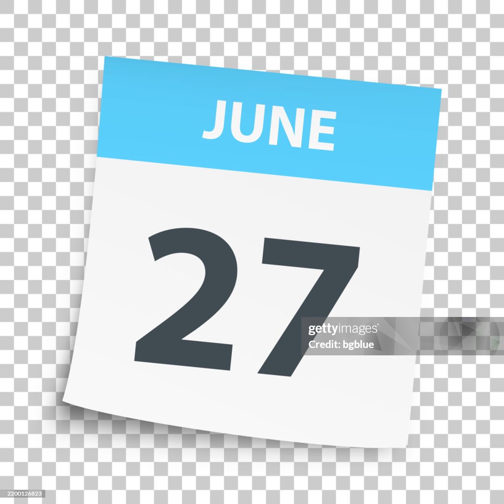 June 27 - Daily Calendar on blank background