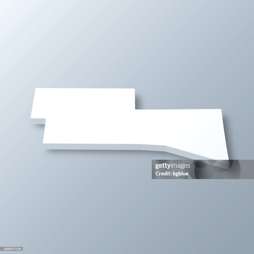 Kerr County, Texas. 3D Map on gray background