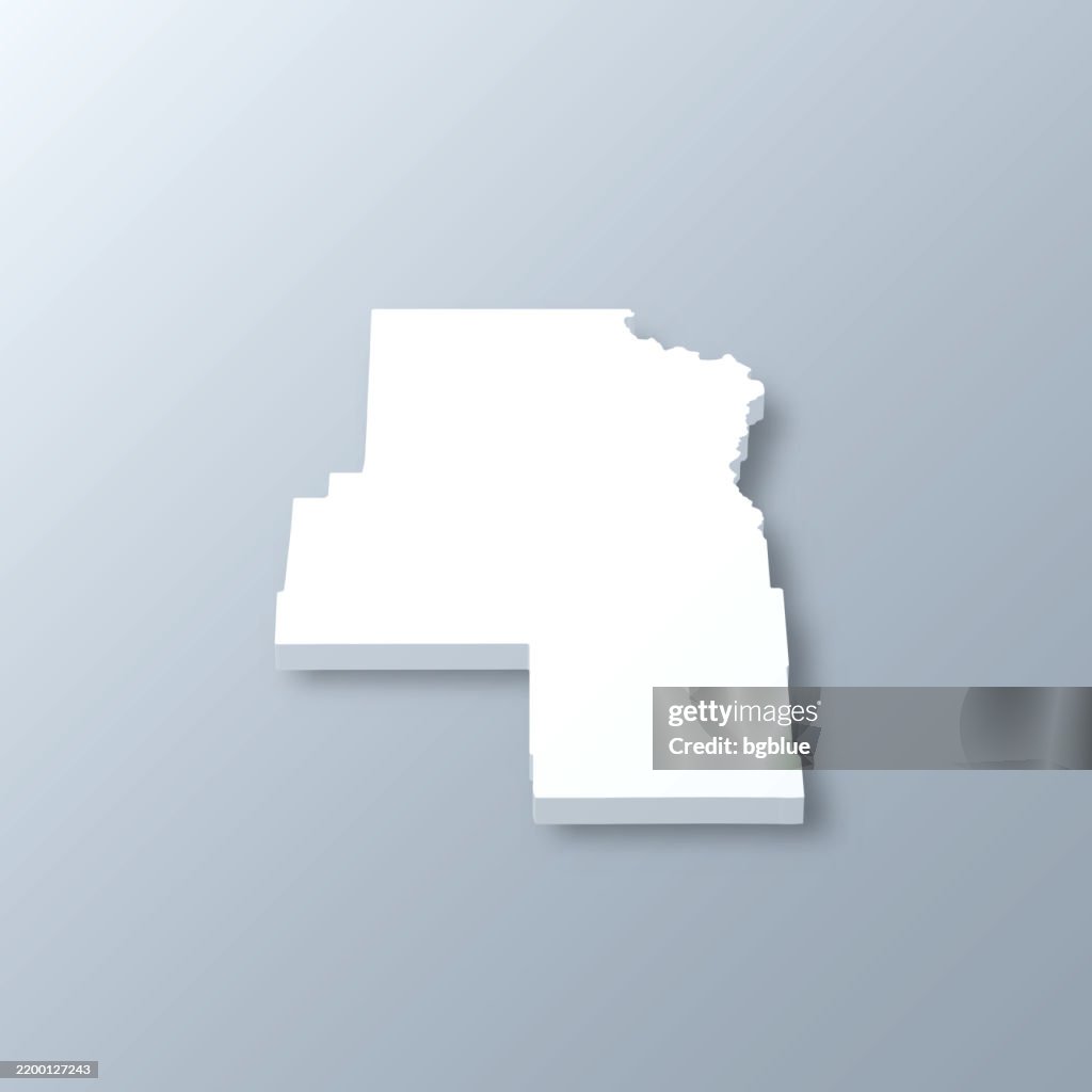 Routt County, Colorado. 3D Map on gray background