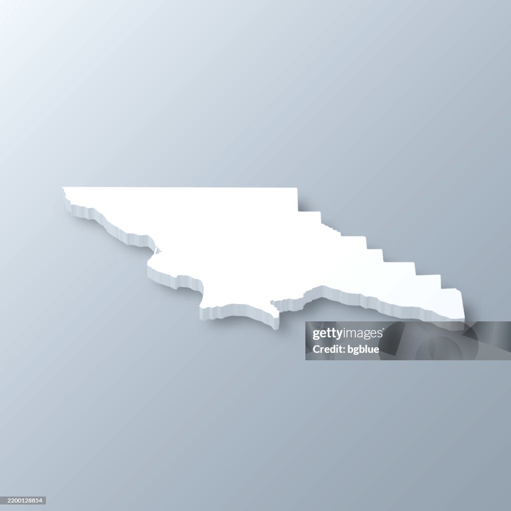 San Luis Obispo County, California. 3D Map on gray background