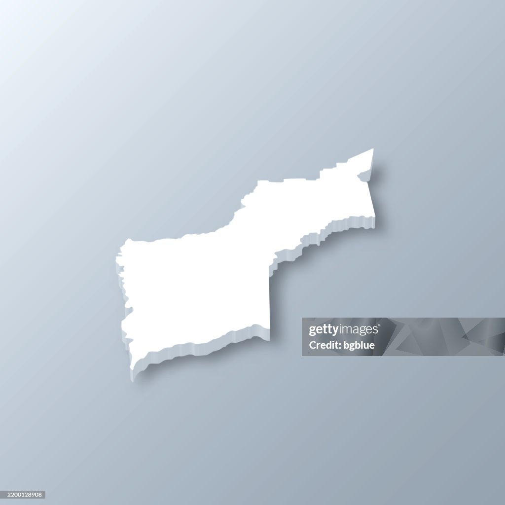 Yuba County, California. 3D Map on gray background