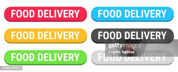 Delivery Button. Select Food Delivery Colorful 3d Click Web Buttons On Blank Background High ...