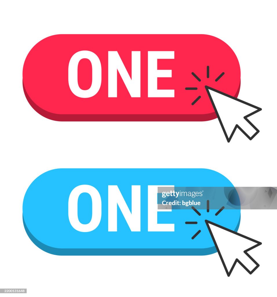 One Red Button One Red And Blue Buttons With Cursor On White Background High-Res ...