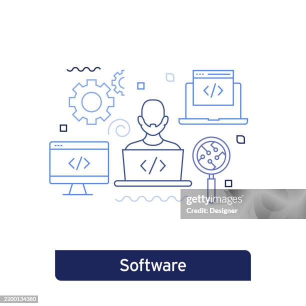 software engineering concept vector illustration. editable stroke vector design. - space engineer stock illustrations