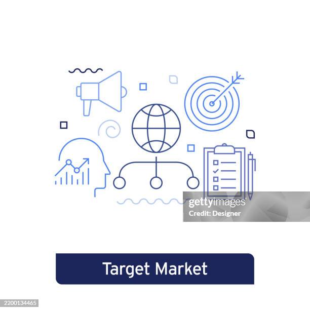 target market concept vector illustration. editable stroke vector design. - target customer vector stock illustrations