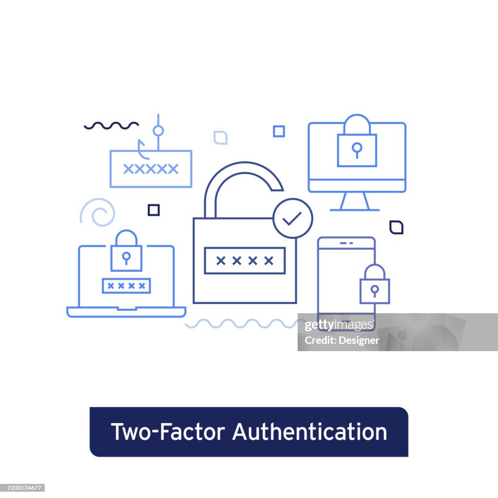Two Factor Authentication Vector Two Factor Authentication Concept Vector Illustration Editable Stroke ...