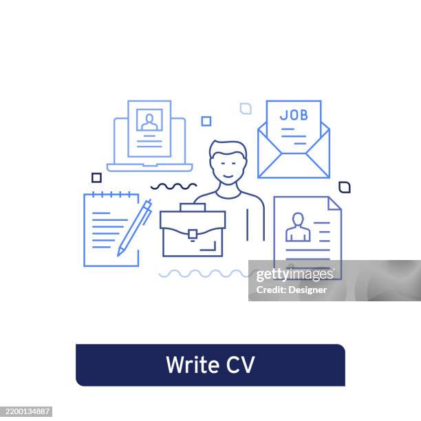No. Cv Vector Write Cv Concept Vector Illustration Editable Stroke Vector Design High ...