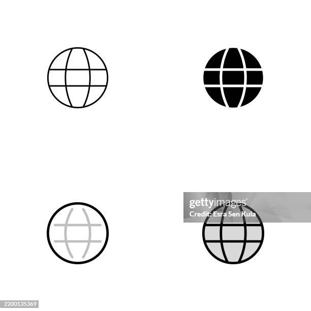 international globe icon design in four styles with editable stroke. line, solid, flat line, and duotone line. suitable for web page, mobile app, ui, ux, and gui design. - generic smartphone stock illustrations
