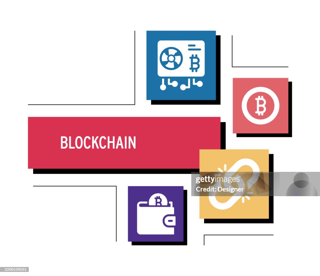 Blockchain Machine Blockchain Related Vector Illustration Technology Machine Learning ...