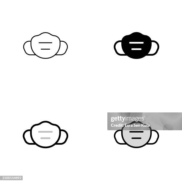 illustrations, cliparts, dessins animés et icônes de conception d’icône de masque facial en quatre styles avec trait modifiable. ligne, solide, ligne plate et ligne bicolore. convient pour la conception de pages web, d’applications mobiles, d’interface utilisateur, d’ux et d’interfaces graphiques. - masque de protection