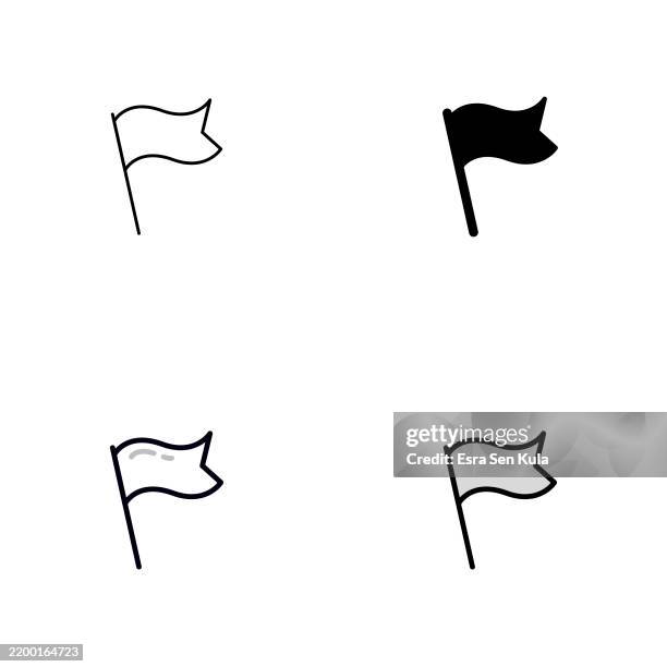 stockillustraties, clipart, cartoons en iconen met flag icon design in four styles with editable stroke. line, solid, flat line, and duotone line. suitable for web page, mobile app, ui, ux, and gui design. - vlag