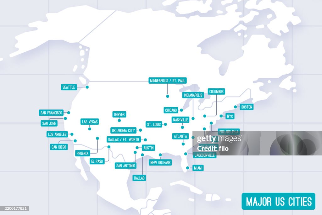 Etiquetas de las principales ciudades de Estados Unidos