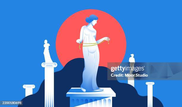 illustrazioni stock, clip art, cartoni animati e icone di tendenza di antica statua di venere che misura l'illustrazione della vita - imperfezione