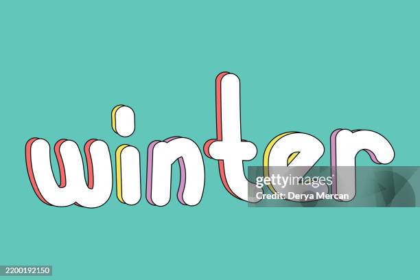 Winter Fun Lettering Handwriting Winter Letteringmodern Color Lettering Templatevector Stock ...