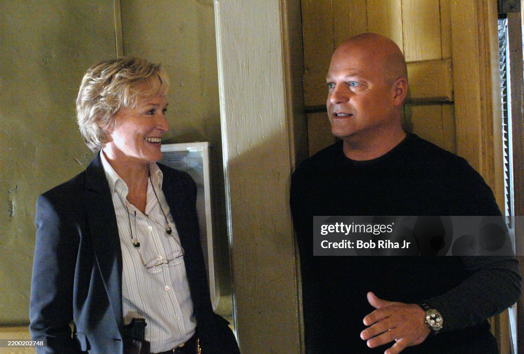 Actress Glenn Close With Michael Chiklis On Set