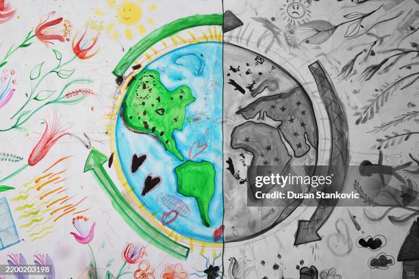 creativity in earth day project - climate change abstract stock illustrations