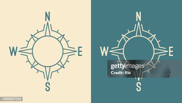 bildbanksillustrationer, clip art samt tecknat material och ikoner med compass rose direction navigation icon symbol design element - kompass