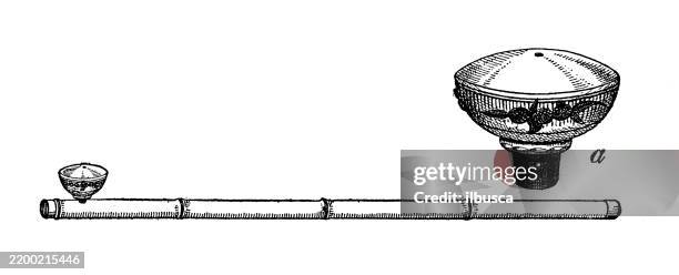 chinese opium pipe - opium stock illustrations