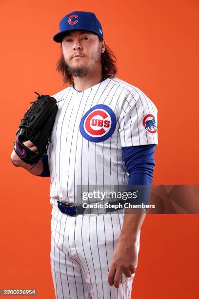 Justin Steele of the Chicago Cubs poses for a portrait during photo day at Sloan Park on February 17, 2025 in Mesa, Arizona.