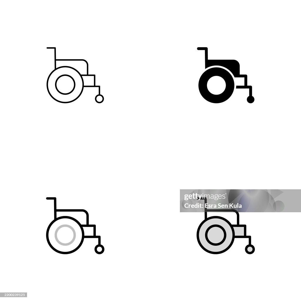 Disability Icon Design in Four Styles with Editable Stroke. Line, Solid, Flat Line, and Duotone Line. Suitable for Web Page, Mobile App, UI, UX, and GUI design.