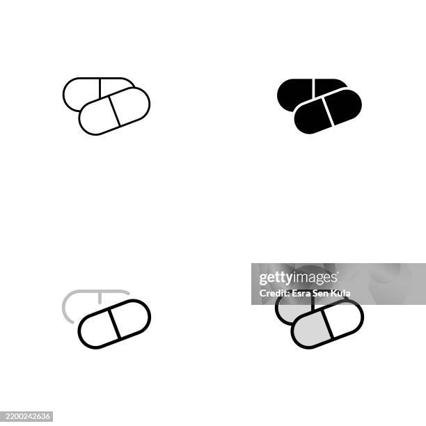 capsule icon design in four styles with editable stroke. line, solid, flat line, and duotone line. suitable for web page, mobile app, ui, ux, and gui design. - computer solid icon stock illustrations