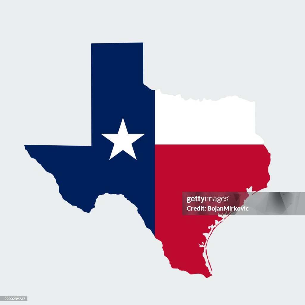 Texas flag map shape. Vector