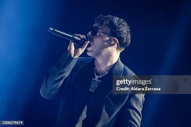 Quevedo performs in concert at Movistar Arena on February 17, 2025 in Madrid, Spain.