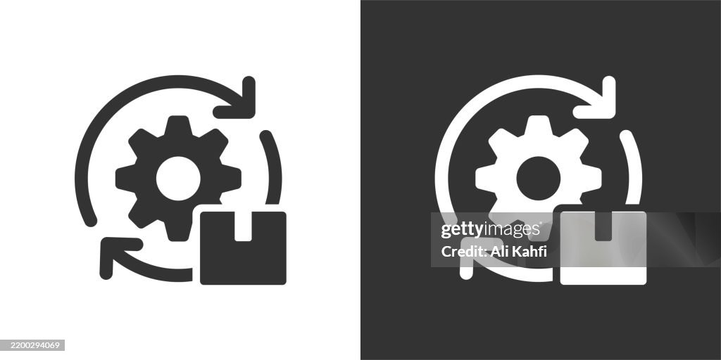 Production glyph solid icon. Black and white icon series. Perfect pixel isolated on white and black background
