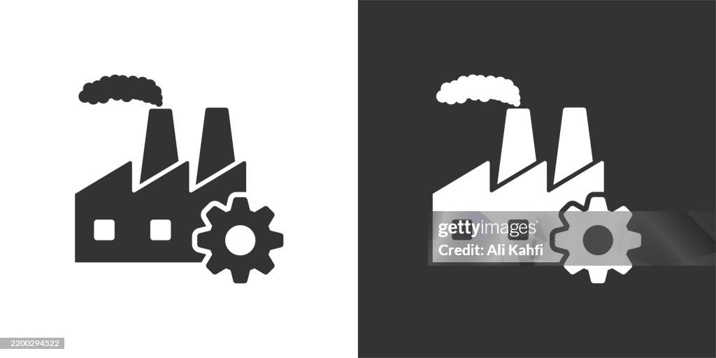 Industry glyph solid icon. Black and white icon series. Perfect pixel isolated on white and black background