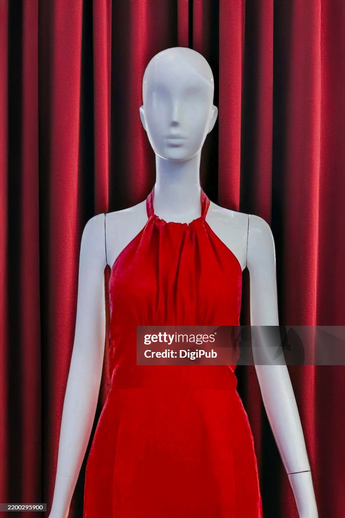 Red Halter Dress on Mannequin