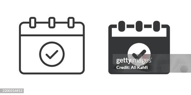 schedule thin line and glyph solid icon. editable stroke and perfect pixel isolated on transparent background - calendar icon stock illustrations