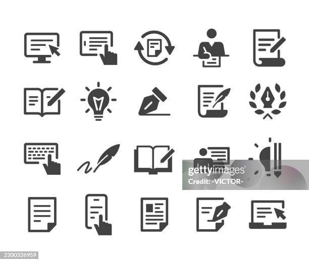 ilustraciones, imágenes clip art, dibujos animados e iconos de stock de iconos de escritura - serie clásica - bloguear