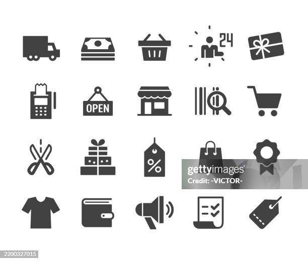 shopping icons set - classic series - shopping-bag-icon stock illustrations