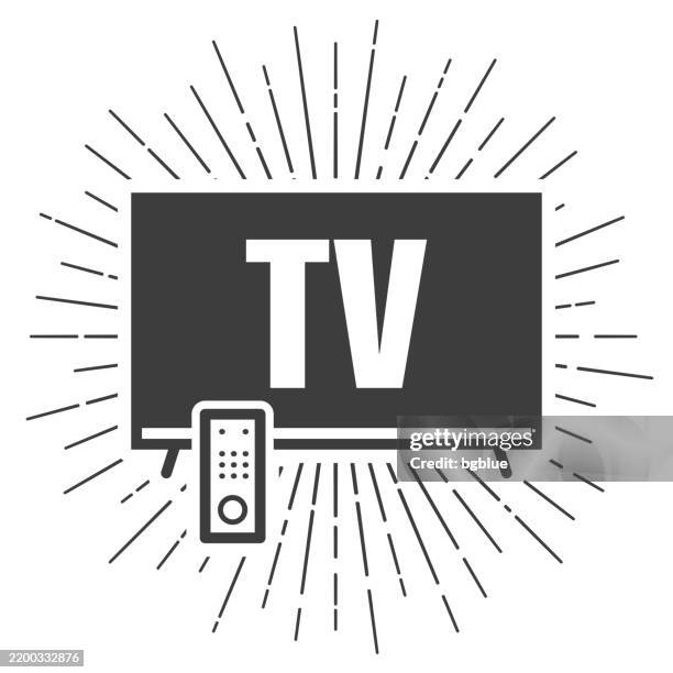 tv. icon with sunbursts on white background - vintage television white background stock illustrations