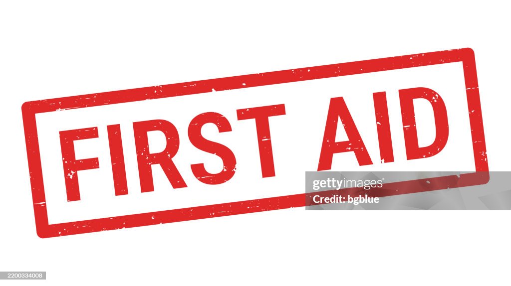 First Aid Red Rubber Stamp On White Background High-Res Vector Graphic ...