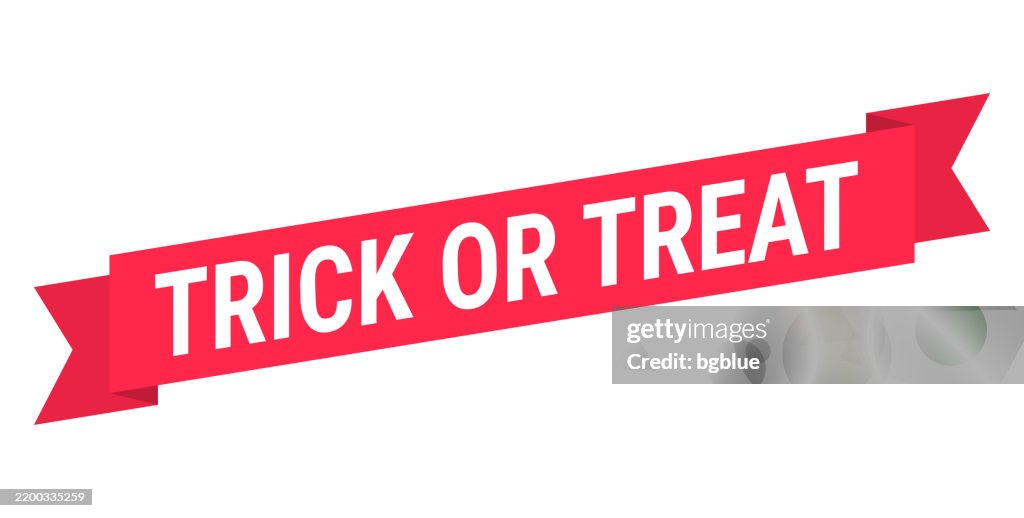 Trick or Treat - Rotes Banner auf weißem Hintergrund