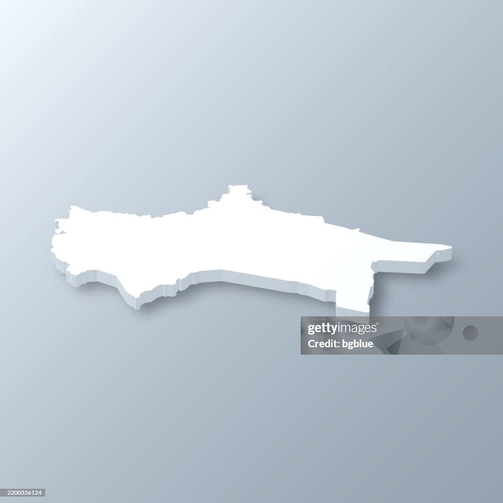 Putnam County, Tennessee. 3D Map on gray background