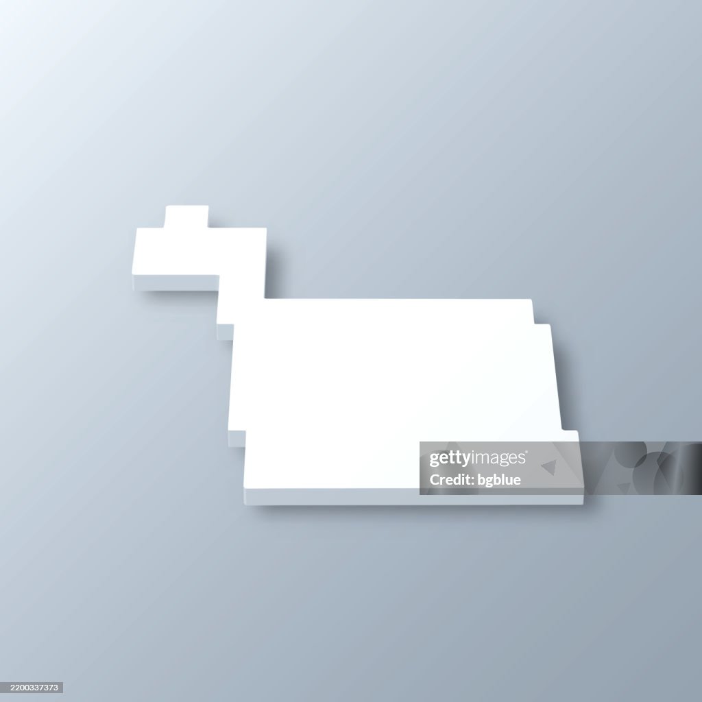 Ward County, North Dakota. 3D Map on gray background