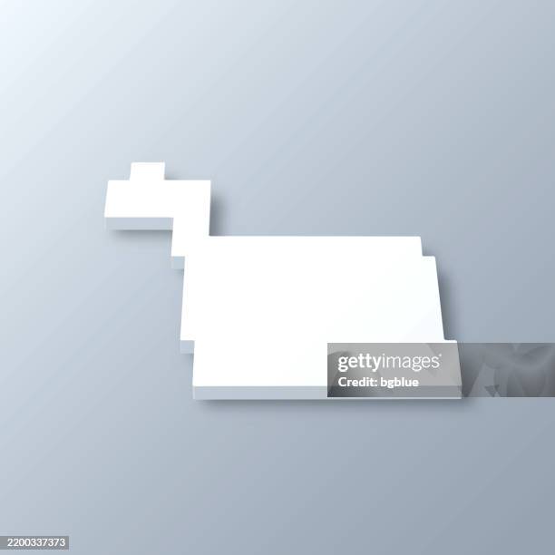 ward county, north dakota. 3d map on gray background - minot north dakota stock illustrations