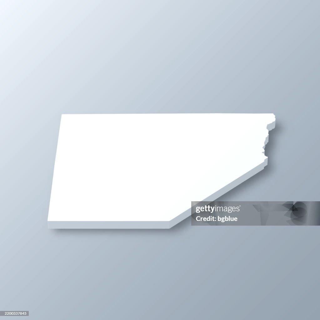Alamosa County, Colorado. 3D Map on gray background