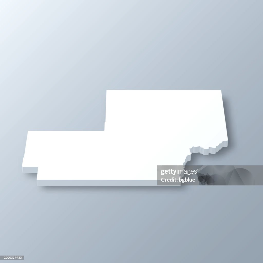 Meade County, South Dakota. 3D Map on gray background